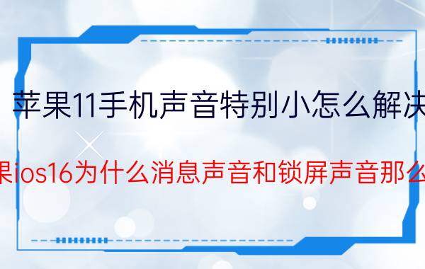 苹果11手机声音特别小怎么解决 苹果ios16为什么消息声音和锁屏声音那么小？